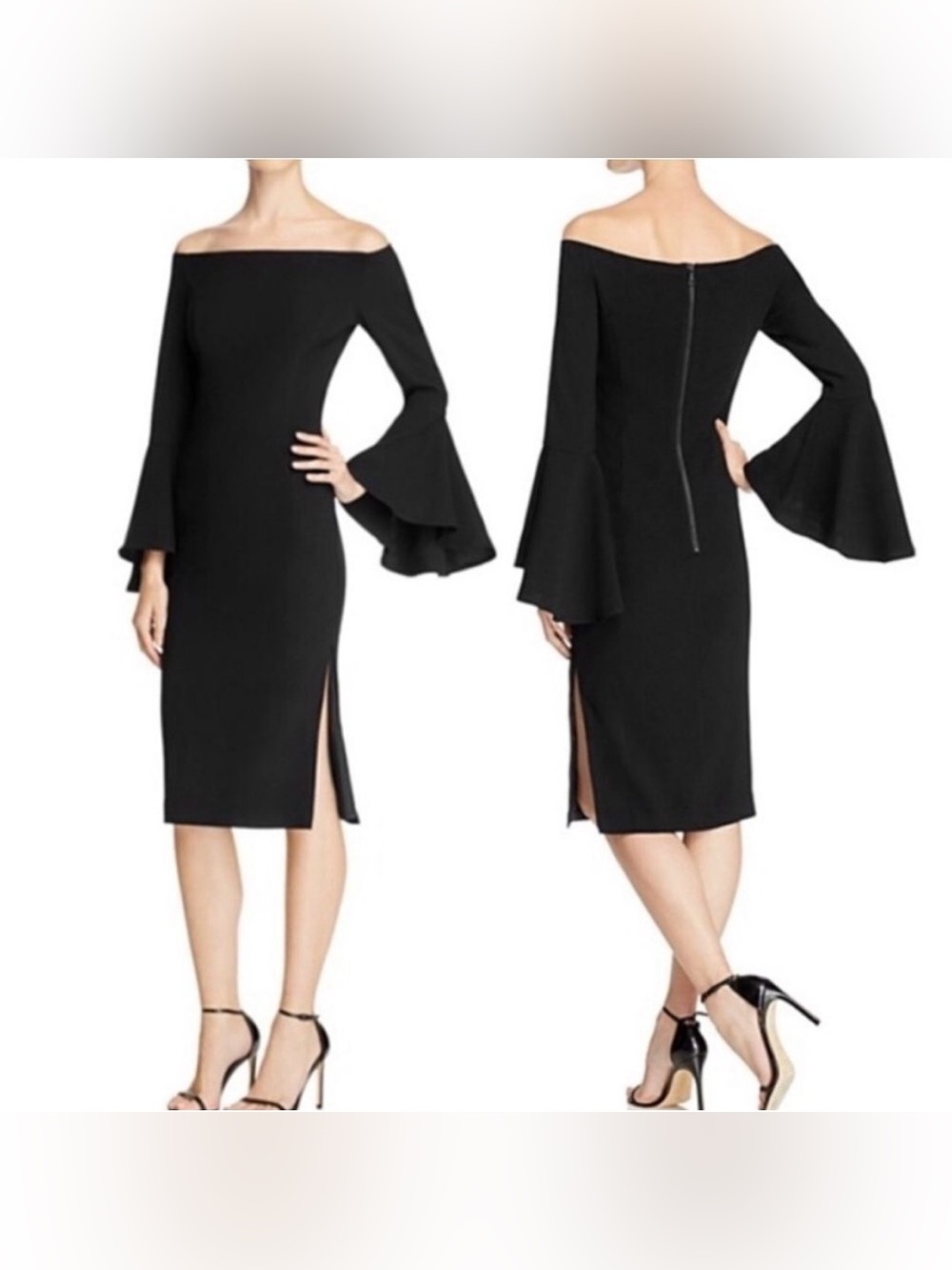 NWT Bardot Solange Off the Shoulder Bell Sleeve Midi Dress, size 6